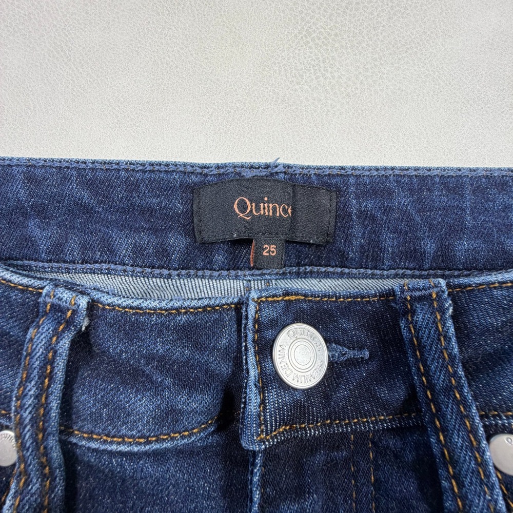 Quince Organic Cotton High Rise Wide Leg Jeans Dark Wash Womens Size 25 CZRY001 - Picture 2 of 11